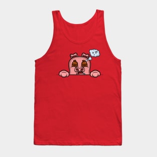 Pig Cartoon With Sleep Face Expression Tank Top